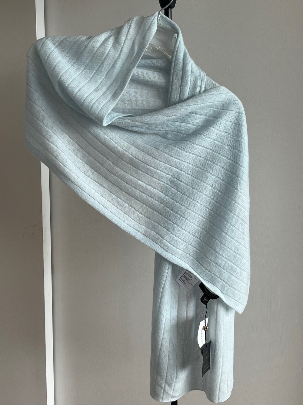 NWT CHARTER CLUB ribbed 100% cashmere soft women's scarf wrap Crystal Blue Teal